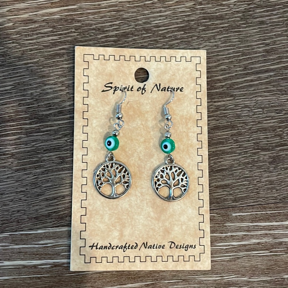 tree of life evil eye dangle earrings